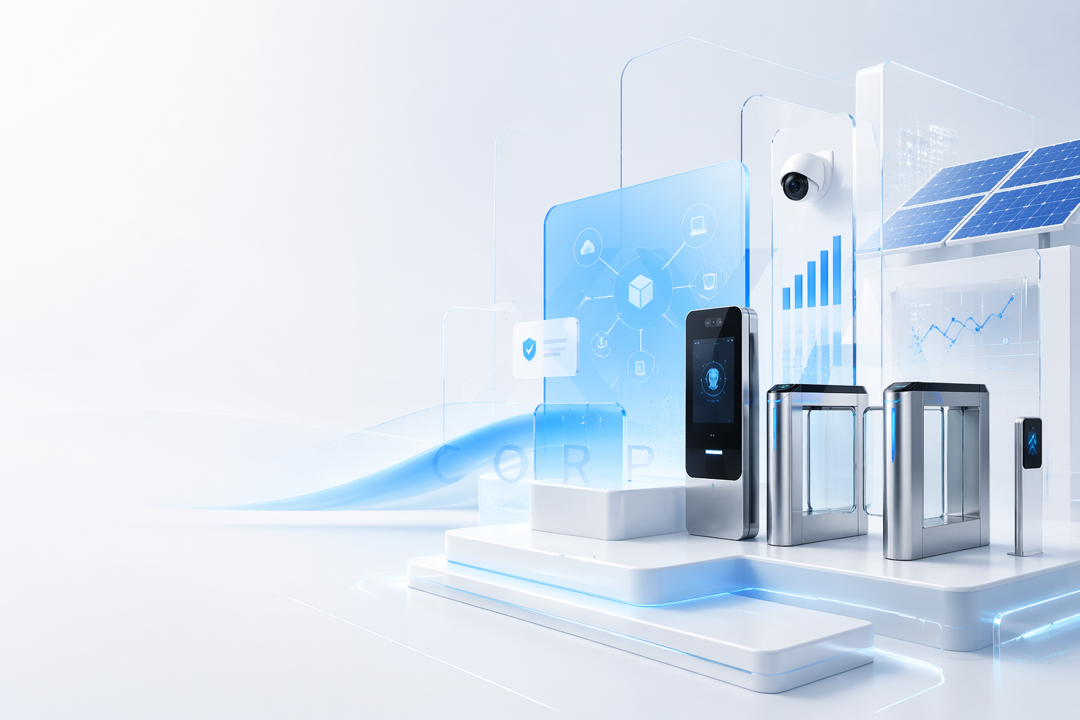 Composição visual da Nexya representando tecnologia, segurança e integração empresarial